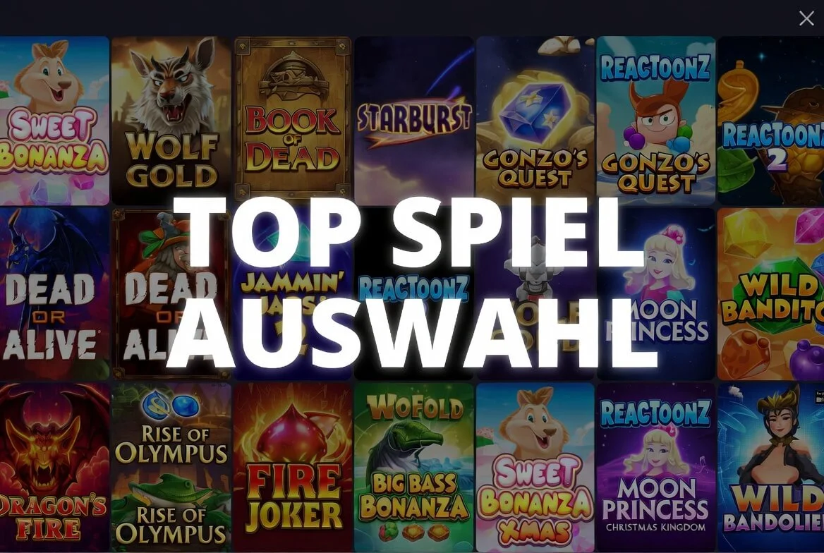Übersicht der Top-Spielauswahl mit Slots und Live-Tischen